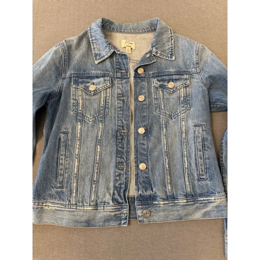 J Crew Classic Regular Fit Denim Jacket 100% Cotton Light Blue Size S - Picture 7 of 8